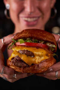 Classic steak burger at Cafe americano